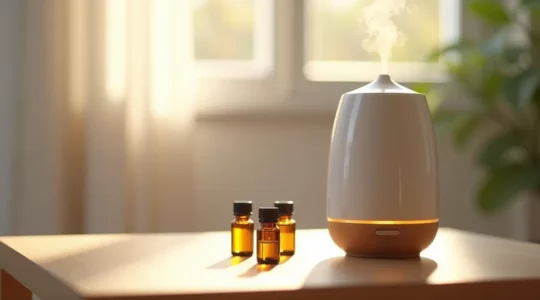 Verschiedene Aroma-Diffusoren in modernem Wohnambiente