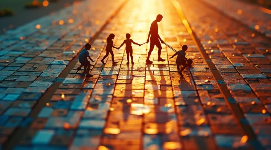 Symbolische Darstellung eines Mosaiks, das verschiedene Lebensaspekte in Harmonie verbindet