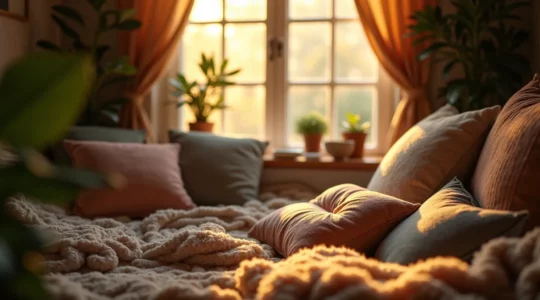 Gemütlicher, friedlicher Rückzugsort in einem modernen Zuhause, der Ruhe und Geborgenheit ausstrahlt