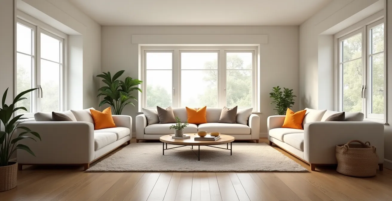 Verschiedene Möbelgruppen bilden Zonen in einem offenen Raum