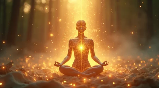 Symbolische Darstellung der unsichtbaren Verbindung zwischen Körper, Geist und Seele für das Wohlbefinden