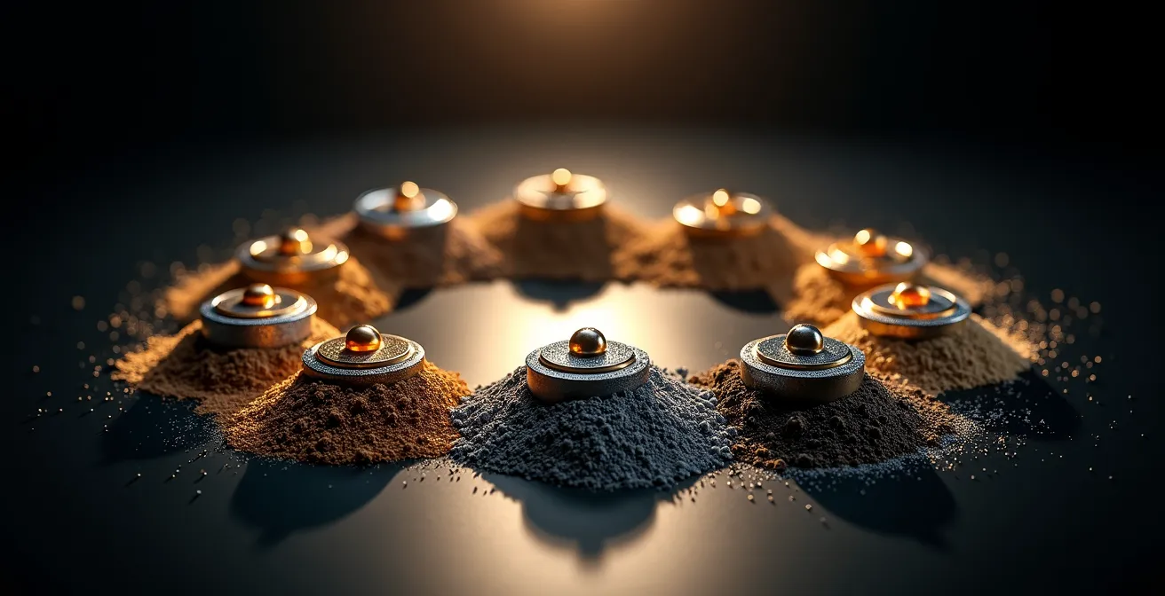 Symbolische Darstellung des Batterierecycling-Kreislaufs mit wiedergewonnenen Rohstoffen