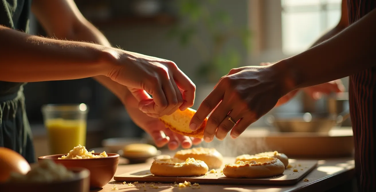 Gemütliche Homestay-Atmosphäre mit Familie und Gästen beim gemeinsamen Abendessen
