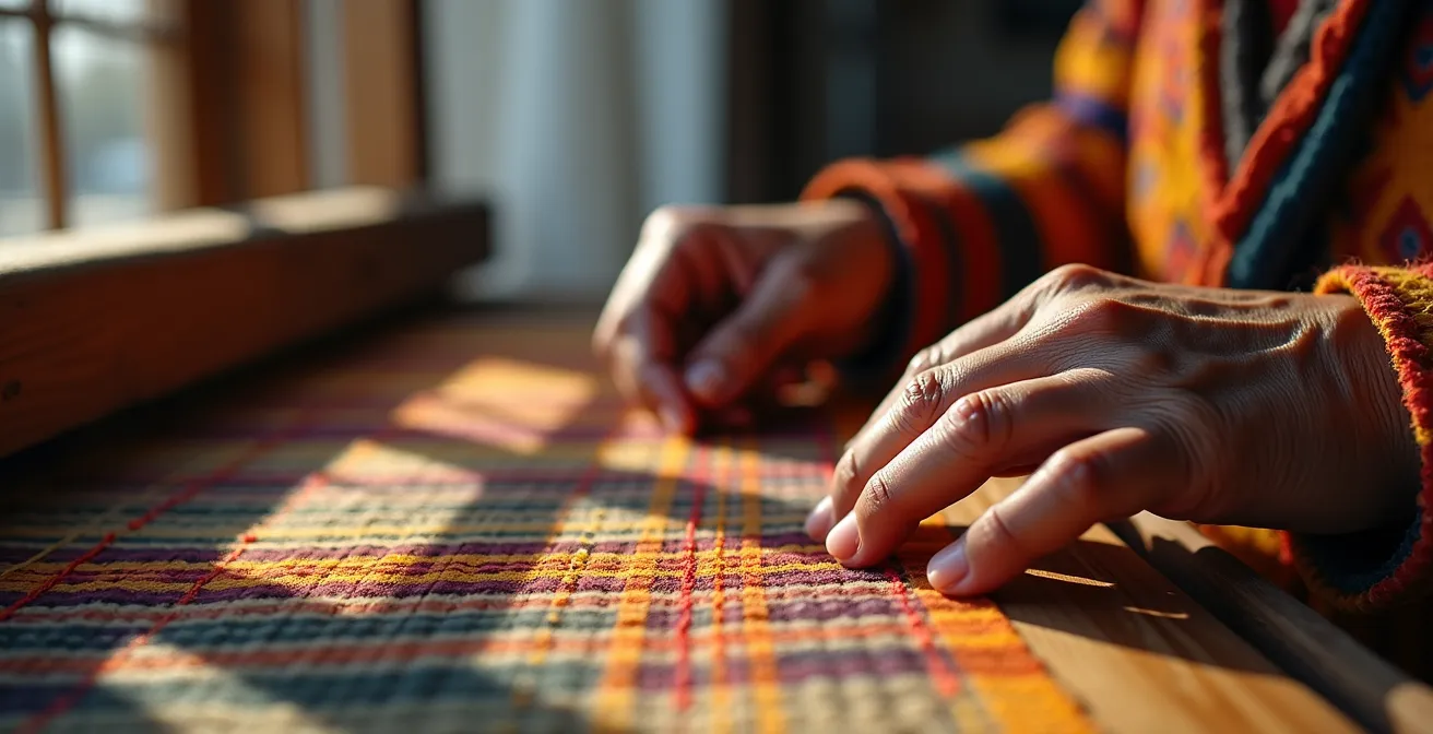 Traditionelle Webkunst und moderne Modeindustrie im symbolischen Dialog