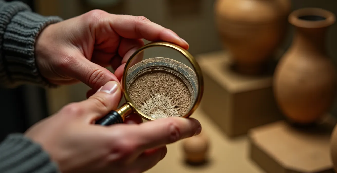 Museumsbesucher auf spielerischer Entdeckungstour mit Lupe und Notizbuch